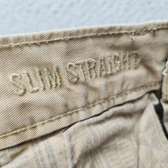 American Eagle Pants Mens 30x34 Slim Straight Chino Canvas Distressed Patched - Picture 14 of 15